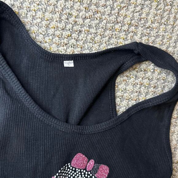 Cute vintage y2k Hooters black & pink glitter skull logo tank top - Picture 6 of 6